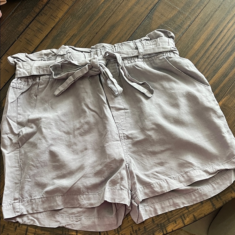 Thread & Supply High Waist Tie Shorts in Light Gray